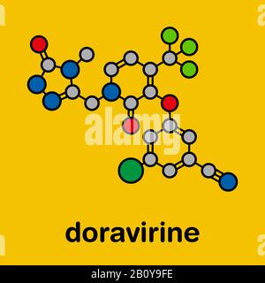 Doravirine molecola di farmaco HIV, illustrazione Foto Stock