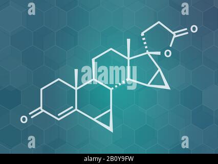 Molecola di farmaco contraccettivo Drospirenone, illustrazione Foto Stock