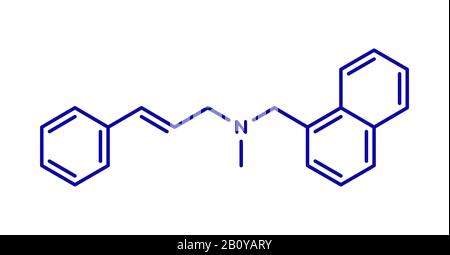 Molecola di farmaco antifungino di Naftifina, illustrazione Foto Stock