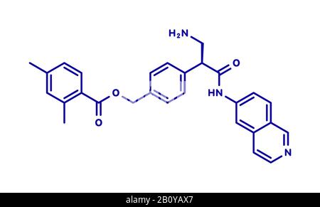 Molecola di farmaco Netarsudil, illustrazione Foto Stock