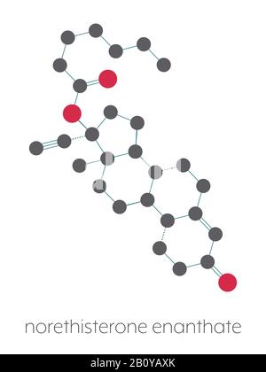 Norethisterone enanthate molecola di farmaco, illustrazione Foto Stock