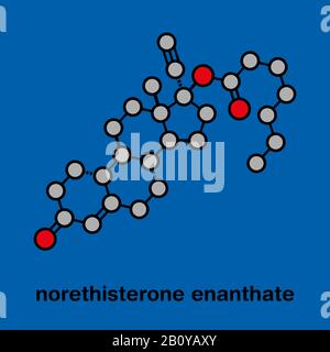 Norethisterone enanthate molecola di farmaco, illustrazione Foto Stock