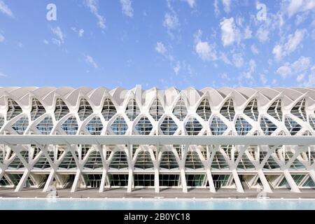 Architektur von Santiago Calatrava, Museo de las Ciencias Principe Felipe, Ciudad de las Artes y las Ciencias, Valencia, Spagna, Foto Stock