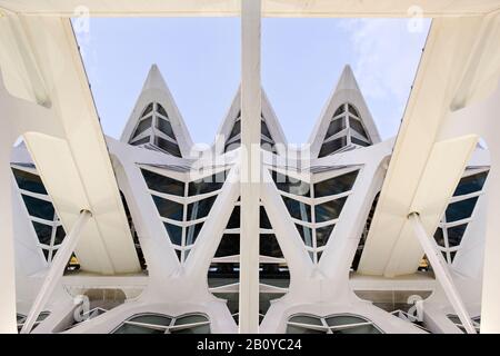 Architektur von Santiago Calatrava, Museo de las Ciencias Principe Felipe, Ciudad de las Artes y las Ciencias, Valencia, Spagna, Foto Stock