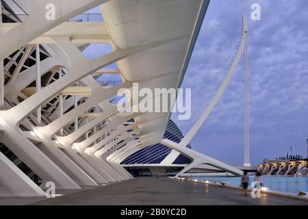 Architektur von Santiago Calatrava, Museo de las Ciencias Principe Felipe, Ciudad de las Artes y las Ciencias, Valencia, Spagna, Foto Stock