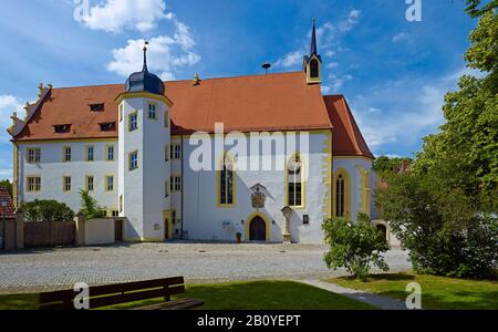 Chiesa ospedaliera di Iphofen, distretto di Kitzingen, Bassa Franconia, Baviera, Germania, Foto Stock