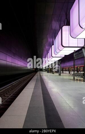 U4 fermata Hafencity Universität, Hafencity, Amburgo, Germania, Foto Stock