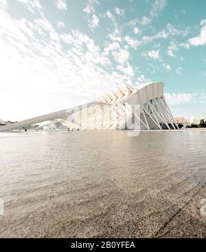 Architektur von Santiago Calatrava, Museo de las Ciencias Principe Felipe, Ciudad de las Artes y las Ciencias, Valencia, Spagna, Foto Stock