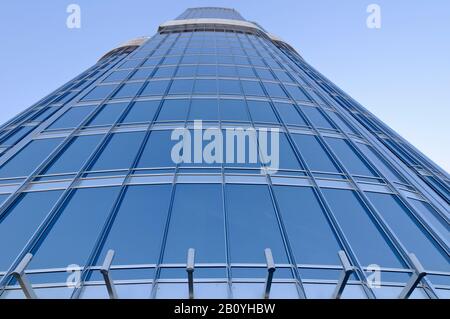 Facciata del Burj Khalifa, Dubai, Emirati Arabi Uniti, Penisola arabica, Foto Stock