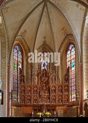 Bordesholm altare scolpito nella Cattedrale di San Pietro nello Schleswig, Schleswig-Flensburg, Schleswig-Holstein, Germania, Foto Stock