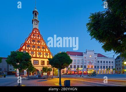 Gewandhaus e municipio di Zwickau, Sassonia, Germania, Foto Stock