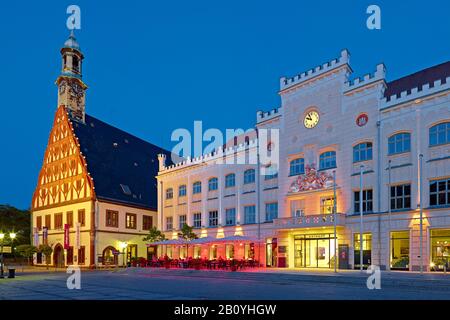 Gewandhaus e municipio di Zwickau, Sassonia, Germania, Foto Stock