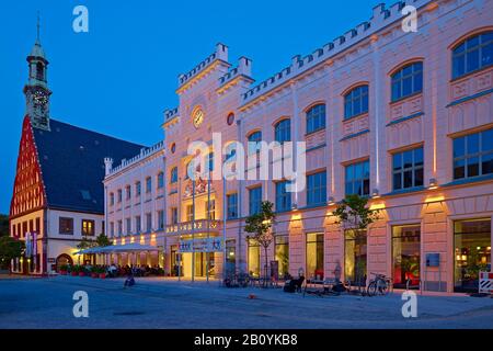 Gewandhaus e municipio di Zwickau, Sassonia, Germania, Foto Stock