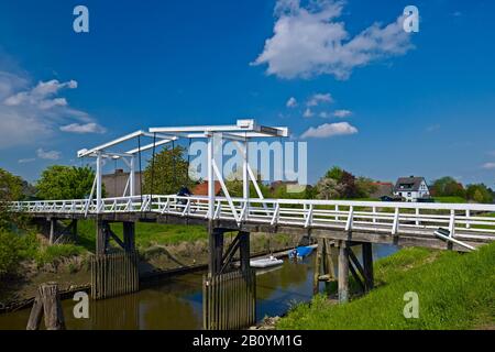 Hogendiekbrück A Steinkirchen, Altes Land, Landkreis Stade, Bassa Sassonia, Germania, Foto Stock