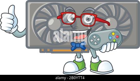 Un attraente gioco videogamer scheda VGA cartoon personaggio design Illustrazione Vettoriale