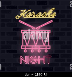 lampade al neon per strumenti musicali a tamburo Illustrazione Vettoriale