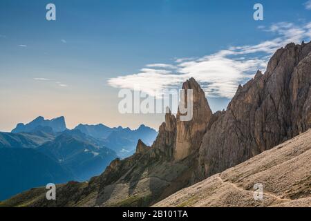 Zigolade pass, Rosengarten, Dolomiti, Alto Adige, Italia Foto Stock