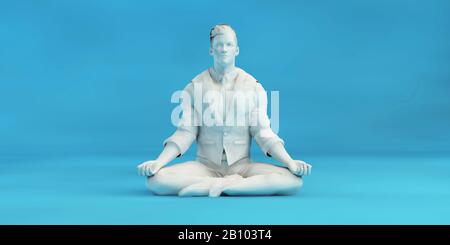 Uomo di affari di meditazione Zen e mantenendo la calma o senza stress Foto Stock