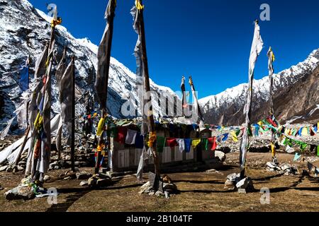 Memoriale alle vittime del terremoto del 2015, Langtang Valley, Nepal Foto Stock