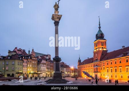 Città Vecchia, Sigmund Colonna E Castello, Varsavia, Polonia Foto Stock