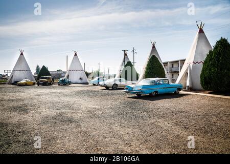 Wigwam Motel, Holbrook, la Storica Route 66, Navajo County, Arizona, Stati Uniti d'America Foto Stock