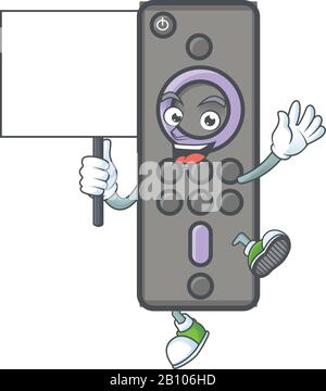 Un'immagine del carattere cartoon TV con telecomando e scheda Illustrazione Vettoriale