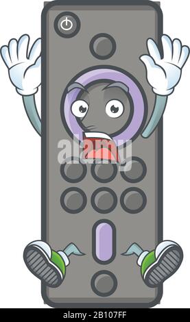 Un'immagine del telecomando TV cartoon design con un gesto scioccante Illustrazione Vettoriale