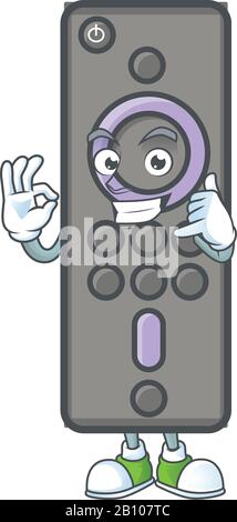 Chiamami divertente telecomando TV mascotte immagine stile Illustrazione Vettoriale