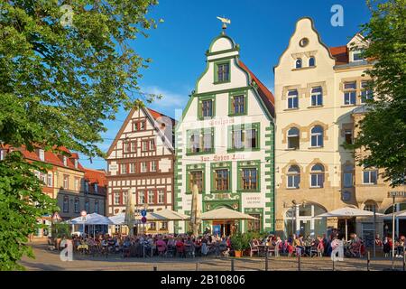 Casa dell'Hohe Lilie a Domplatz a Erfurt, Turingia, Germania Foto Stock