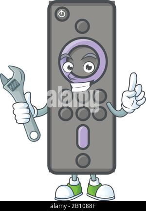 Fortunatamente Mechanic telecomando TV cartoon design personaggio Illustrazione Vettoriale