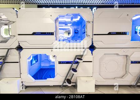 Mosca - 27 dicembre: Capsule Hotels, Sheremet'evo Airport a Mosca il 27 dicembre. 2019 in Russia Foto Stock