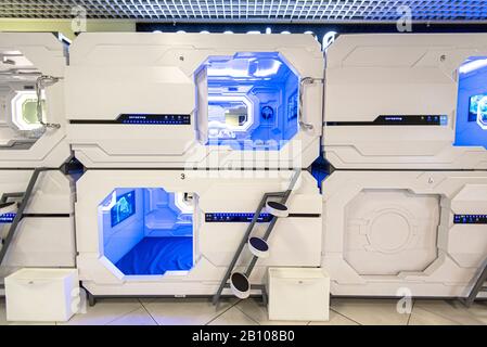 Mosca - 27 dicembre: Capsule Hotels, Sheremet'evo Airport a Mosca il 27 dicembre. 2019 in Russia Foto Stock