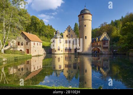 Mespelbrunn fossato castello in Spessart, Bassa Franconia, Baviera, Germania Foto Stock