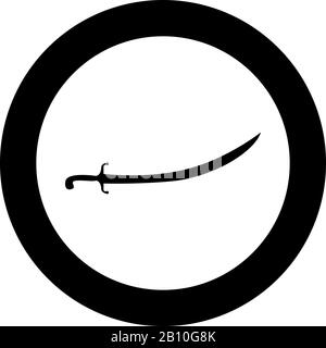Sabre turco Scimitar Sabre di arabian persiano icona di spada curva in cerchio rotondo nero colore vettore illustrazione piatto stile semplice immagine Illustrazione Vettoriale