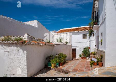 Via nel comune di Comares in provincia di Malaga, andalusia Foto Stock