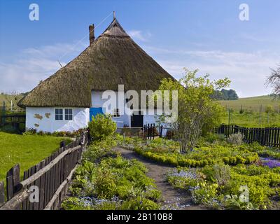 Casa della vedova parrocchiale a Groß Zicker, penisola di Mönchgut, Rügen, Mecklenburg-Pomerania occidentale, Germania Foto Stock