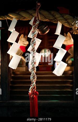 Giappone, Isola di Honshu, Kanto, Tokyo, un santuario di Ueno di notte. Foto Stock