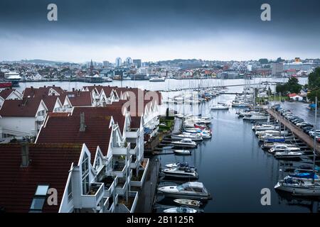 Vista sul porto di Stavanger, Norvegia Foto Stock