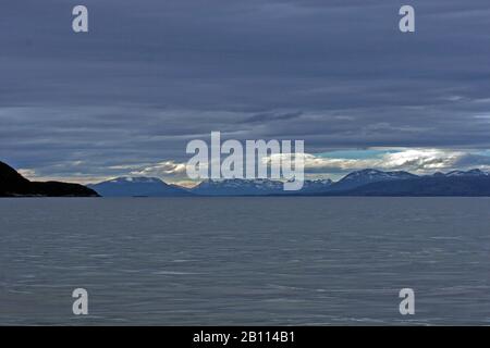 Scenario del canale di Beagle, nell'Arcipelago Tierra del Fuego, Argentina, Terra del fuoco, canale di Beagle Foto Stock