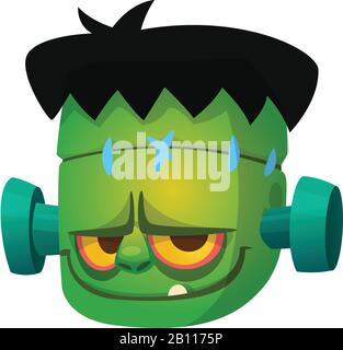 Halloween cartone animato mostro faccia. Avatar o icona della testa del mostro vettoriale Illustrazione Vettoriale