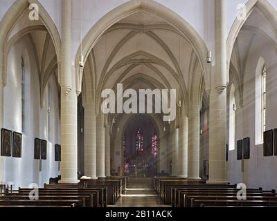 Vista interna della chiesa parrocchiale di San Giovanni Battista, Kronach, alta Franconia, Baviera, Germania Foto Stock