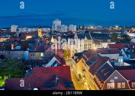 Vista panoramica sul centro di Erfurt con municipio, Erfurt, Turingia, Germania Foto Stock