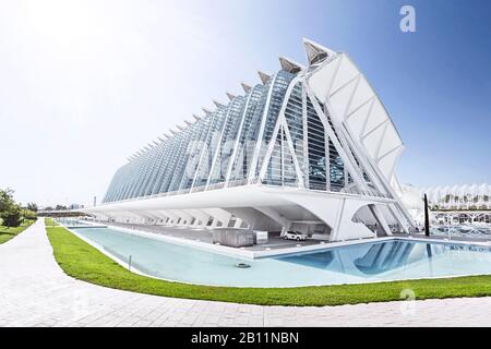 Architektur von Santiago Calatrava, Museo de las Ciencias Principe Felipe, Ciudad de las Artes y las Ciencias, Valencia, Spagna Foto Stock