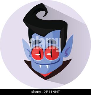 Vettore Dracula Testa Halloween Cartoon Illustrazione. Icona vettore flat Illustrazione Vettoriale