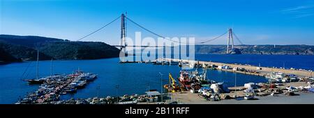 Yavuz Sultan Selim Bridge In Costruzione, Poyrazköy, Istanbul, Turchia Foto Stock