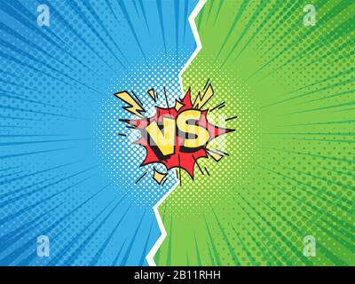Comic frame VS. Contro duello battaglia o squadra sfida confronto fumetto fumetto halftone sfondo illustrazione modello vettore Illustrazione Vettoriale
