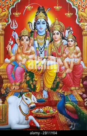 Induismo signore shiva spirituale Lakshmi illustrazione bue bianco Foto Stock