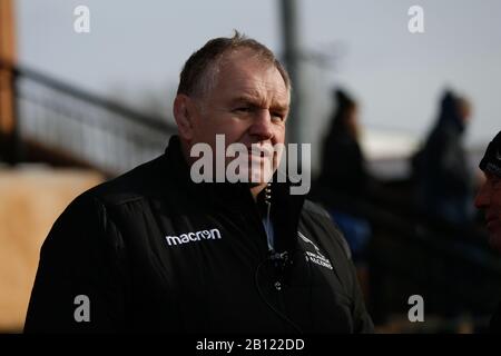 Newcastle, Regno Unito. 22nd Feb, 2020. Dean Richards (DOR) di Newcastle Falcons durante la partita del Greene King IPA Championship tra Newcastle Falcons e London Scottish a Kingston Park, Newcastle, sabato 22nd febbraio 2020. (Credit: Chris Lishman | Mi News) Credit: Mi News & Sport /Alamy Live News Foto Stock