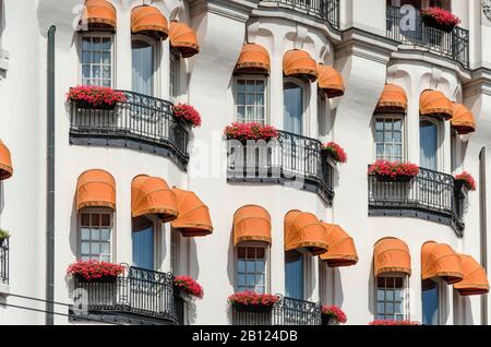 Facciate storiche, Strandvägen, centro storico, Stoccolma, Svezia, Europa Foto Stock