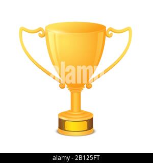 Coppa Golden Trophy con spazio di testo isolato su sfondo bianco. Coppa d'oro per campione. Illustrazione del vettore Illustrazione Vettoriale